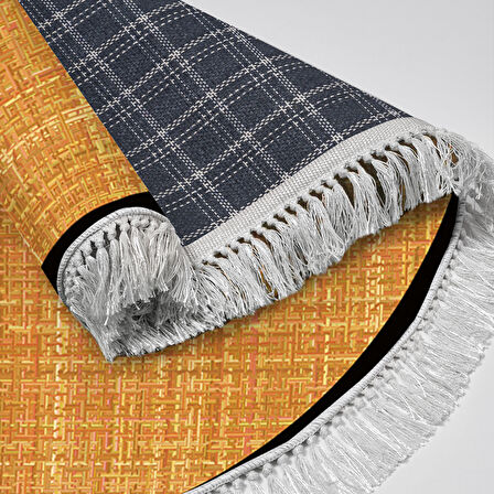 Alanur Home Kaymaz Taban Djt Banyo Mutfak Salon Halı Star Pamuk Saçaklı Yuvarlak Dokuma Desen E5007