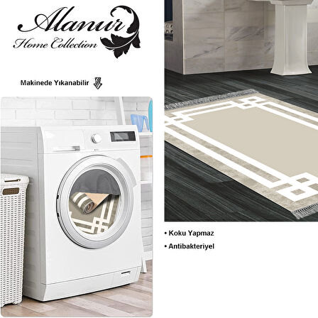 Dekoreko Kaymaz Taban Djt Banyo Halısı Yıldız Deri Saçaklı Modern 657M