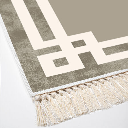 Dekoreko Kaymaz Taban Djt Banyo Halısı Yıldız Deri Saçaklı Modern 657M