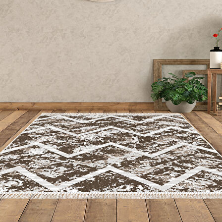 Dekoreko Kaymaz Taban Djt Salon Halısı Trend Saçaklı İskandinav F5128