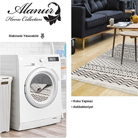 Dekoreko Kaymaz Taban Djt Salon Halısı Trend Saçaklı İskandinav F5086