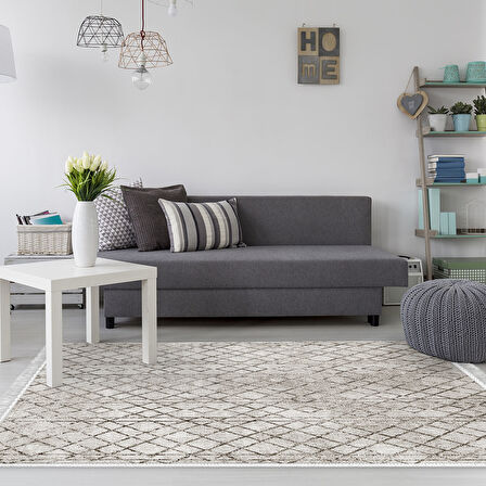 Dekoreko Kaymaz Taban Djt Salon Halısı Trend Saçaklı İskandinav F5079