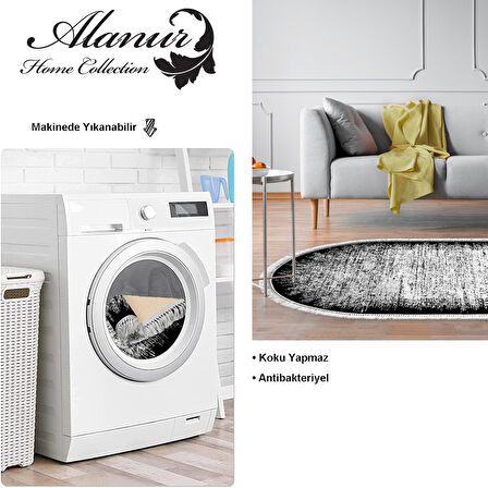 Dekoreko Kaymaz Taban Djt Salon Halısı Yıldız Deri Saçaklı Oval Modern 1342