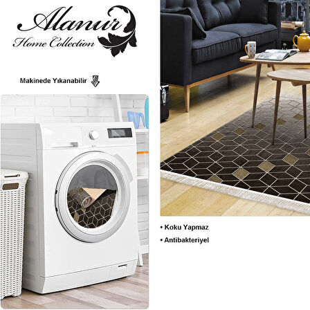 Dekoreko Kaymaz Taban Djt Salon Halısı Yıldız Deri Saçaklı Modern 719