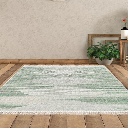 Dekoreko Kaymaz Taban Djt Salon Halısı Yıldız Deri Saçaklı İskandinav F5085