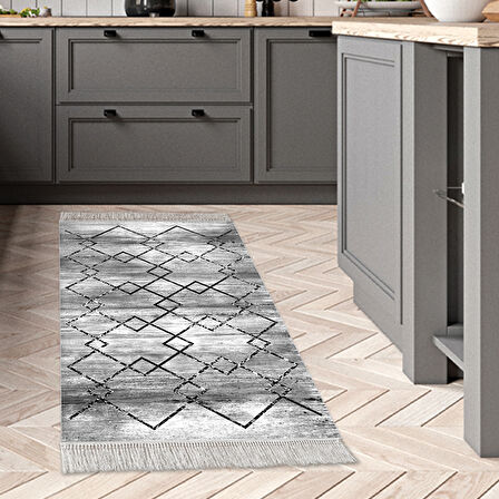 Dekoreko Kaymaz Taban Djt Mutfak Halısı Trend Saçaklı Modern M5006