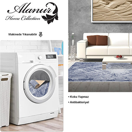 Dekoreko Kaymaz Taban Djt Salon Halısı Yıldız Deri Saçaklı Modern M5003