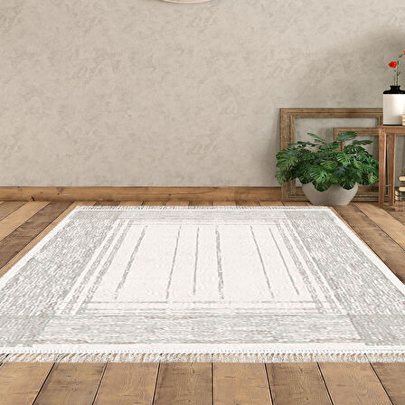 Dekoreko Kaymaz Taban Djt Salon Halısı Star Pamuk Saçaklı Modern M5076