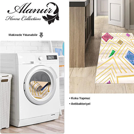 Dekoreko Kaymaz Taban Djt Mutfak Halısı Yıldız Deri Modern P1337