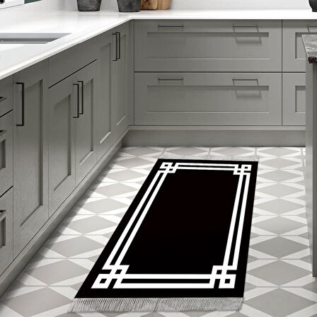 Dekoreko Kaymaz Taban Djt Mutfak Halısı Yıldız Deri Saçaklı Modern 1669