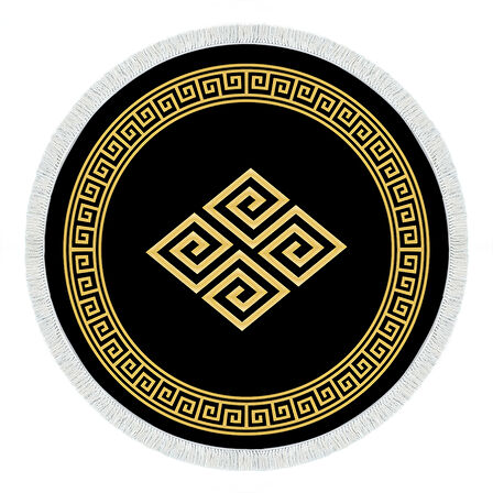 Dekoreko Kaymaz Taban Djt Mutfak Halısı Star Pamuk Saçaklı Yuvarlak Modern 656M