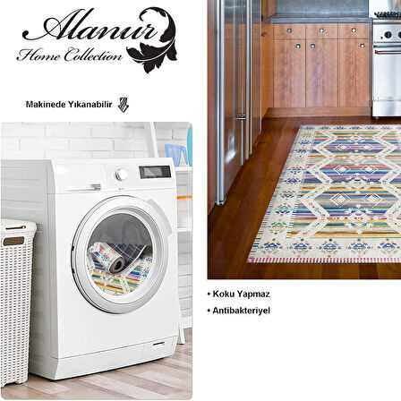 Dekoreko Kaymaz Taban Djt Mutfak Halısı Star Pamuk İskandinav F5014