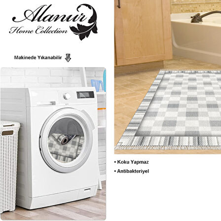 Dekoreko Kaymaz Taban Djt Banyo Halısı Star Pamuk Saçaklı Modern 1913