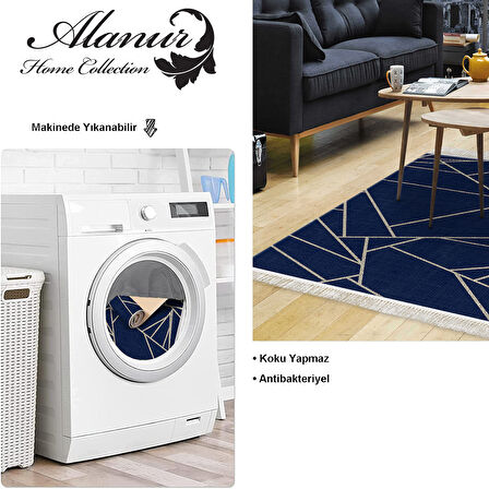 Dekoreko Kaymaz Taban Djt Salon Halısı Yıldız Deri Saçaklı Modern 717