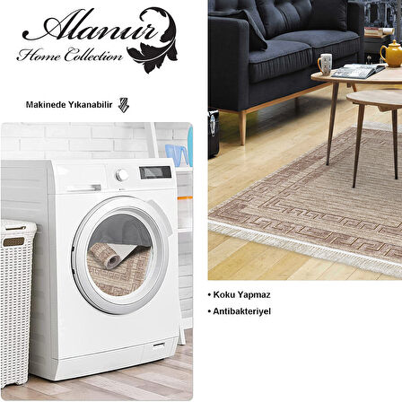 Dekoreko Kaymaz Taban Djt Salon Halısı Trend Saçaklı Modern F5036