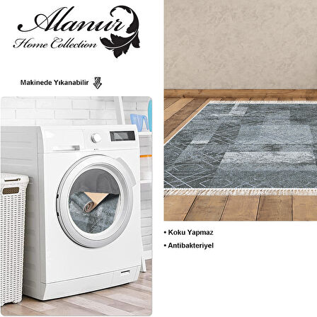 Dekoreko Kaymaz Taban Djt Salon Halısı Yıldız Deri Saçaklı İskandinav F5132