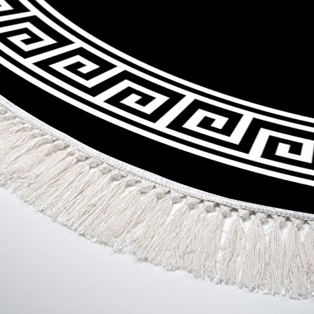 Dekoreko Kaymaz Taban Djt Banyo Halısı Yıldız Deri Saçaklı Oval Modern 656M