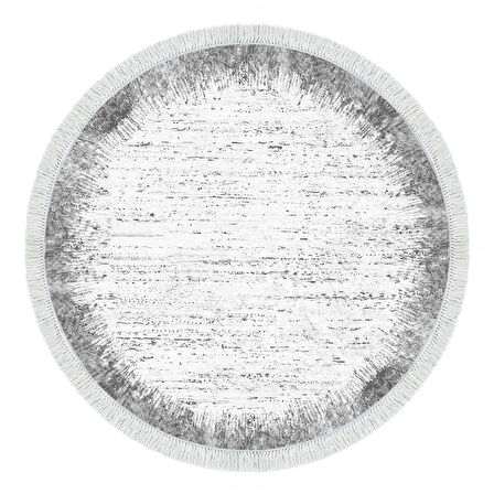 Dekoreko Kaymaz Taban Djt Mutfak Halısı Yıldız Deri Saçaklı Yuvarlak Modern 1342