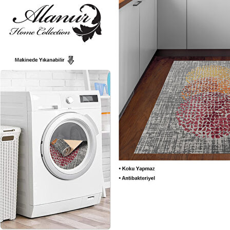 Dekoreko Kaymaz Taban Djt Mutfak Halısı Yıldız Deri Modern E4052