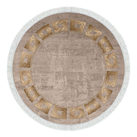 Dekoreko Kaymaz Taban Djt Mutfak Halısı Trend Saçaklı Yuvarlak Modern 691M