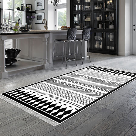 Dekoreko Kaymaz Taban Djt Mutfak Halısı Star Pamuk Saçaklı İskandinav M1273