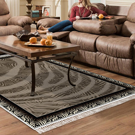 Dekoreko Kaymaz Taban Djt Salon Halısı Trend Saçaklı Modern 1912