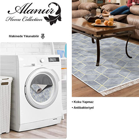 Dekoreko Kaymaz Taban Djt Salon Halısı Trend Saçaklı Modern 627M