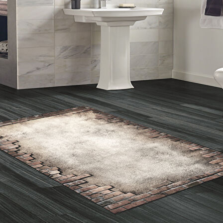 Dekoreko Kaymaz Taban Djt Banyo Halısı Star Pamuk Modern F5049