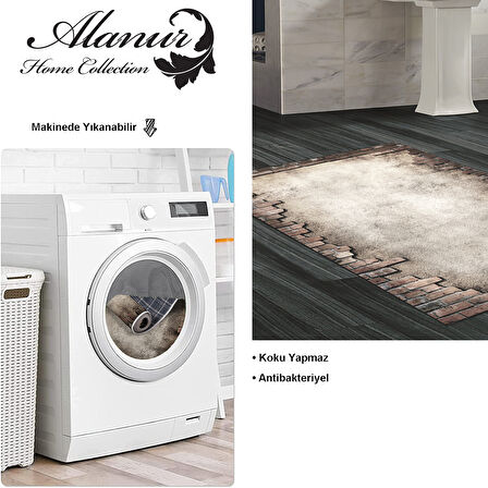 Dekoreko Kaymaz Taban Djt Banyo Halısı Star Pamuk Modern F5049
