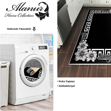 Dekoreko Kaymaz Taban Djt Mutfak Halısı Yıldız Deri Modern Kt494