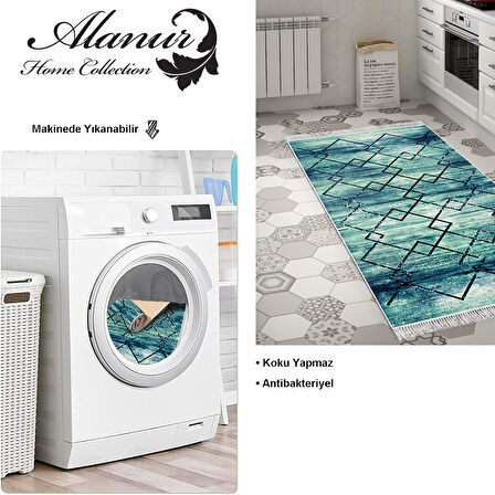 Dekoreko Kaymaz Taban Djt Mutfak Halısı Yıldız Deri Saçaklı Modern M5006