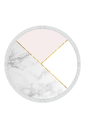 Kaymaz Dijital Mutfak & Salon Halı Trend Saçaklı Yuvarlak Geometrik E5008