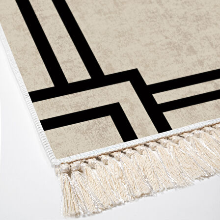 Dekoreko Kaymaz Taban Djt Banyo Halısı Star Pamuk Saçaklı Modern 1920