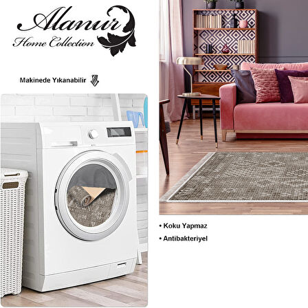 Dekoreko Kaymaz Taban Djt Salon Halısı Yıldız Deri Saçaklı İskandinav F5137