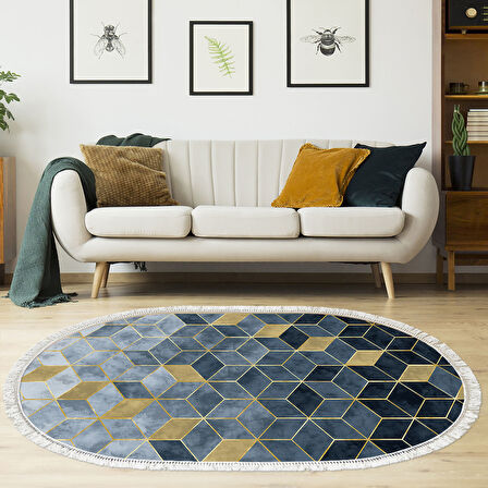 Dekoreko Kaymaz Taban Djt Salon Halısı Trend Saçaklı Oval İskandinav 2146M