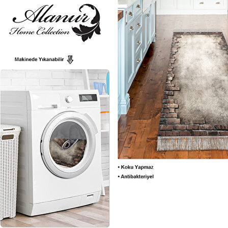 Dekoreko Kaymaz Taban Djt Mutfak Halısı Star Pamuk Saçaklı Modern F5049