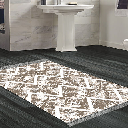 Dekoreko Kaymaz Taban Djt Banyo Halısı Trend Saçaklı İskandinav F5128