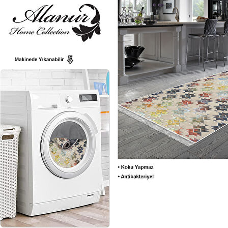 Dekoreko Kaymaz Taban Djt Mutfak Halısı Star Pamuk Saçaklı Modern 763