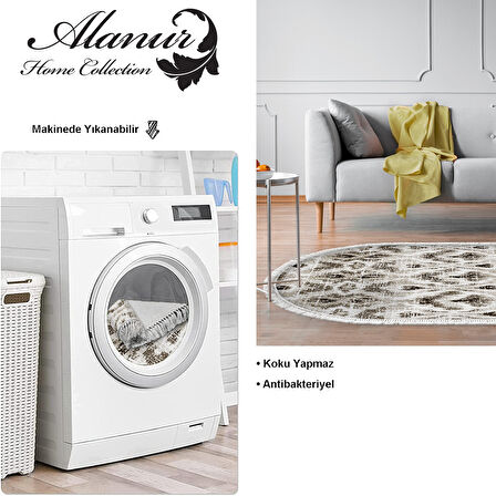 Dekoreko Kaymaz Taban Djt Salon Halısı Trend Saçaklı Oval İskandinav F5136