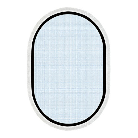 Alanur Home Kaymaz Taban Djt Banyo Mutfak Salon Halı  Trend Saçaklı Oval Dokuma Desen E5007