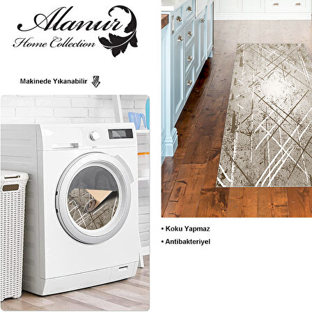 Dekoreko Kaymaz Taban Djt Mutfak Halısı Yıldız Deri Modern M5003