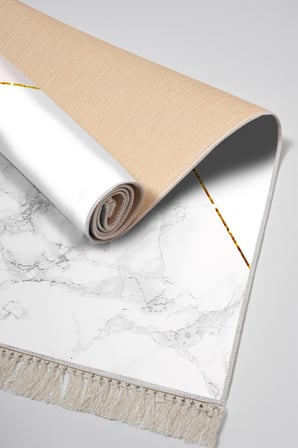 Kaymaz Dijital Mutfak & Salon Halı Yıldız Deri Saçaklı Geometrik E5008