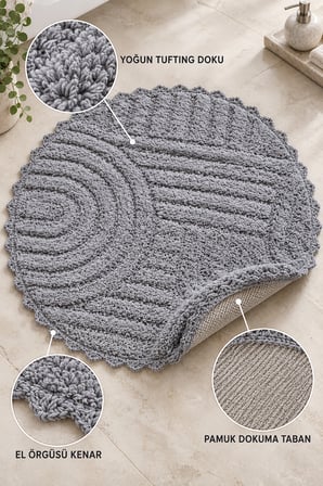 Alanur Bodrum Tufting Cotton Pamuklu El Işi Örgülü 90 x 90 cm Paspas 113