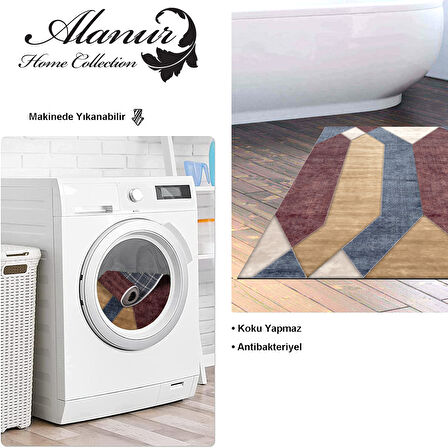 Dekoreko Kaymaz Taban Djt Banyo Halısı Star Pamuk Modern S6506