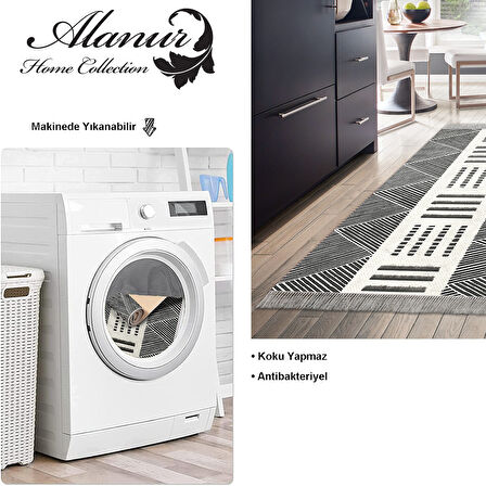 Dekoreko Kaymaz Taban Djt Mutfak Halısı Yıldız Deri Saçaklı İskandinav M1282