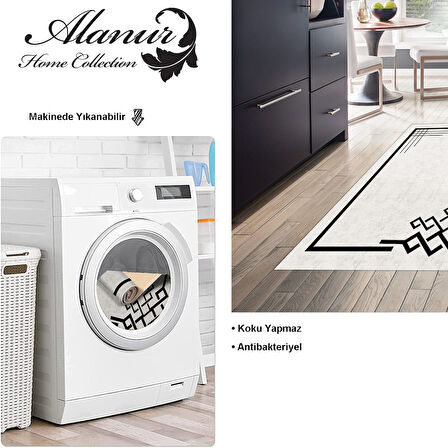 Dekoreko Kaymaz Taban Djt Mutfak Halısı Yıldız Deri Modern 1919