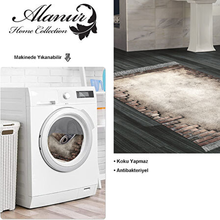 Dekoreko Kaymaz Taban Djt Banyo Halısı Star Pamuk Saçaklı Modern F5049