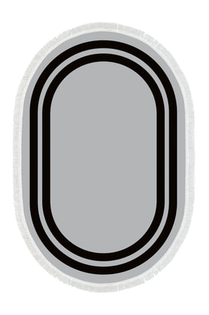 Kaymaz Yıkanabilir Dijital Baskılı 3'lü Klozet Takımı | Oval | Keçe Taban Saçaklı | Geometrik | 1696