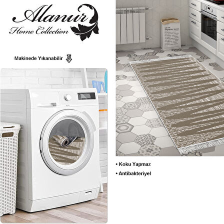 Dekoreko Kaymaz Taban Djt Mutfak Halısı Star Pamuk Saçaklı Modern M5045