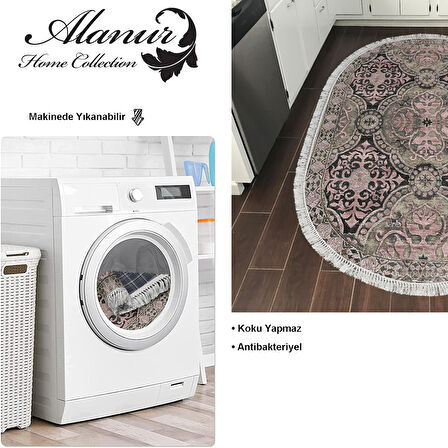 Dekoreko Kaymaz Taban Djt Mutfak Halısı Star Pamuk Saçaklı Oval Modern 659M